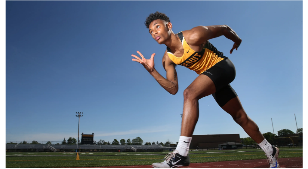 sprinting man